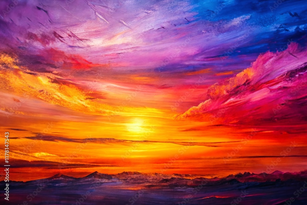 Fototapeta premium Sunset Gouache Texture: Abstract Violet Pink Orange Background for Fashion Photography