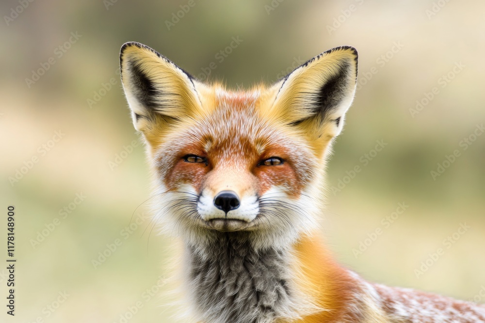Fototapeta premium A close-up view of a fox's face with a blurred background