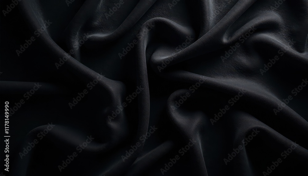 Fototapeta premium Deep black velvet backdrop, rich texture, elegant sheen, presentation, dark