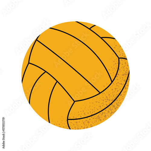 Vector illustration of a yellow water polo ball. Water polo equipment, sport, team activity, aquatic game. Simple flat style isolated on white background.