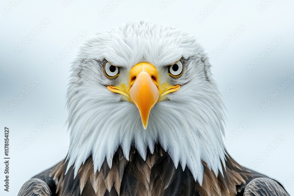Close-up of a bald eagle's head showing its distinctive features Close-up of a bald eagle's head showing its distinctive features