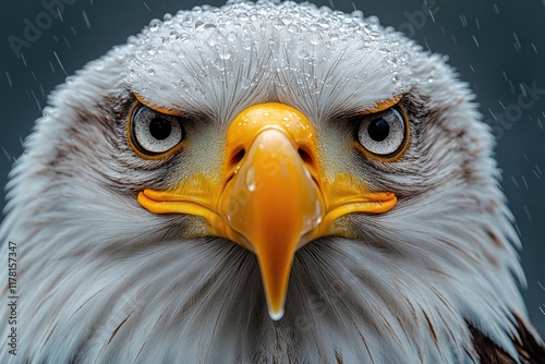 A close-up shot of a bald eagle's facial features, suitable for use in wildlife or conservation-related contexts