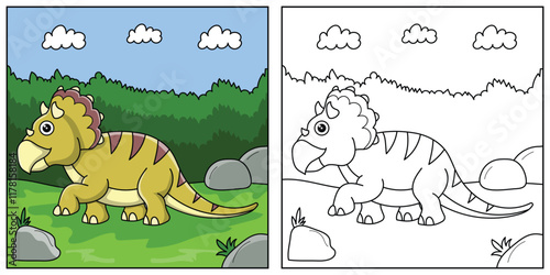 Triceratops Dinosaur Coloring Page Illustration photo