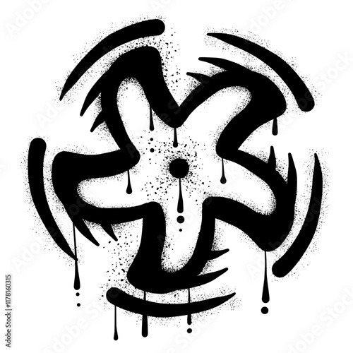 Electric fan graffiti with black spray paint