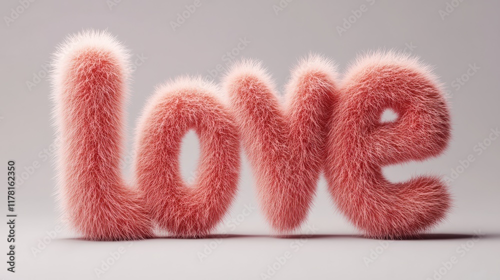 Fluffy love letters in pink creating soft texture for romantic or cute design concept