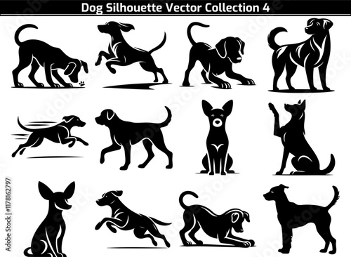 Set of Dog Silhouette Vector Illustration