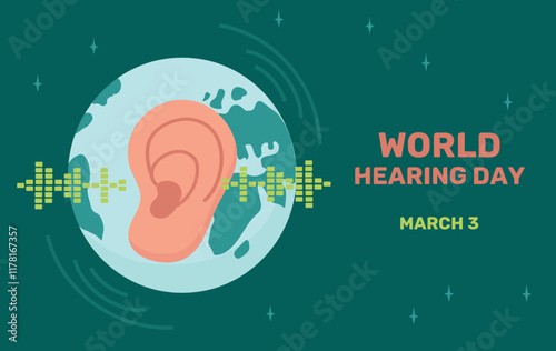 World Hearing Day 3 March International Ear Care Day Concept Card Poster Illustration