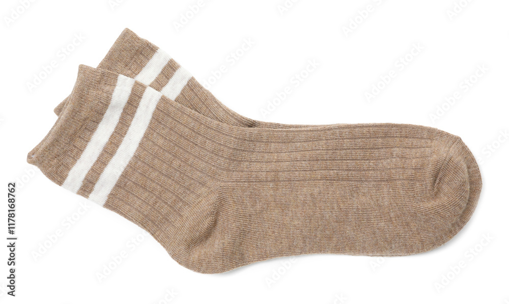 Pair of soft socks isolated on white, top view Pair of soft socks isolated on white, top view
