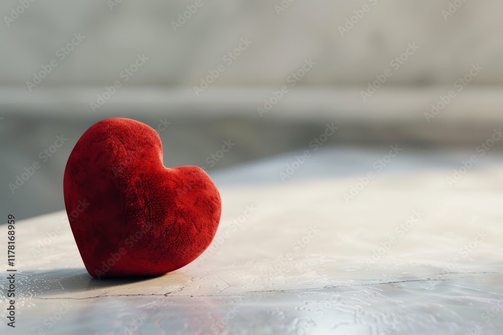 Fototapeta premium Velvet heart on marble surface