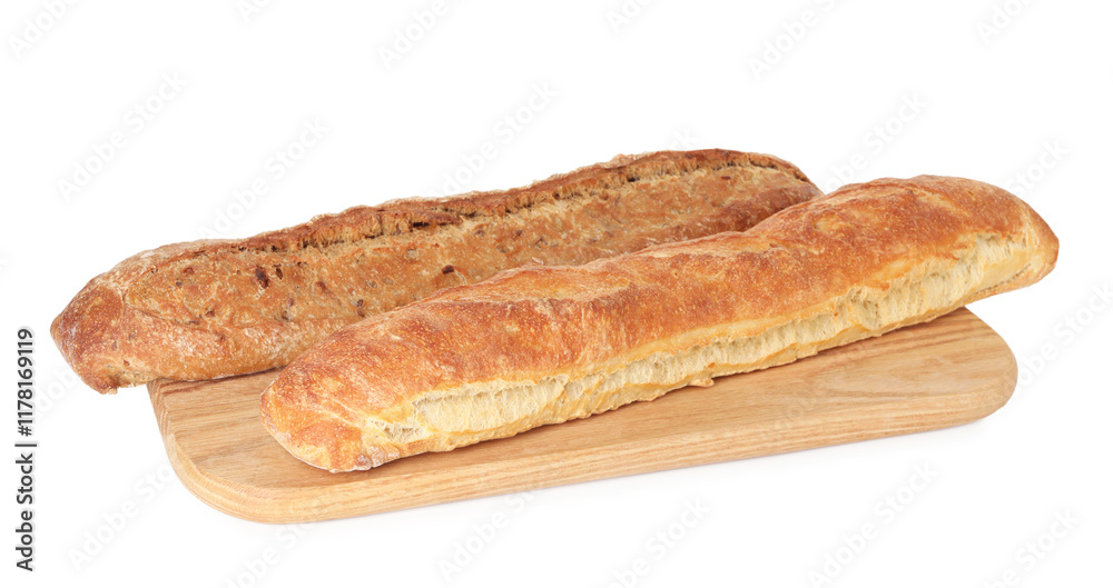 Two freshly baked baguettes isolated on white Two freshly baked baguettes isolated on white