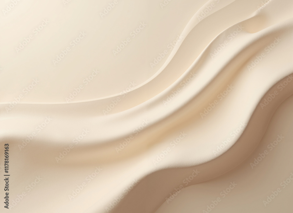 Obraz premium Elegant Beige Fabric with Soft Waves and Smooth Flowing Texture Background