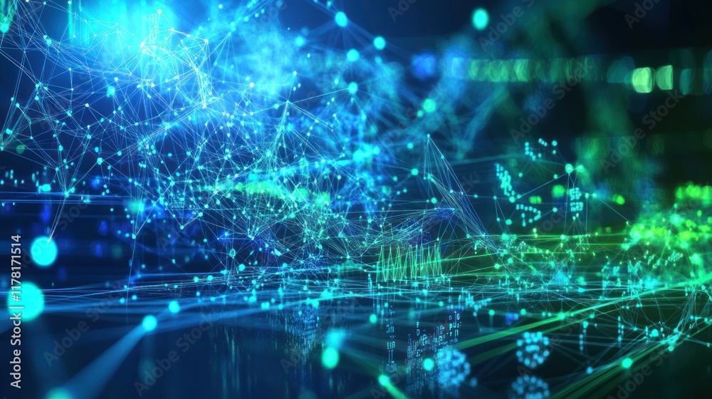 Vibrant digital landscape showcasing interconnected data and networks in a cyber world. Generative AI Vibrant digital landscape showcasing interconnected data and networks in a cyber world. Generative AI