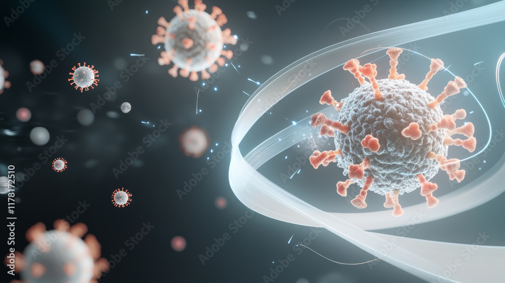 Abstract bacterial and viral transmission concept illustration Abstract bacterial and viral transmission concept illustration