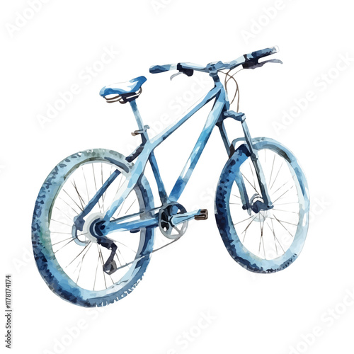 A watercolor drawing of a mountain bike, isolated on a white background. Mountain bike vector.
