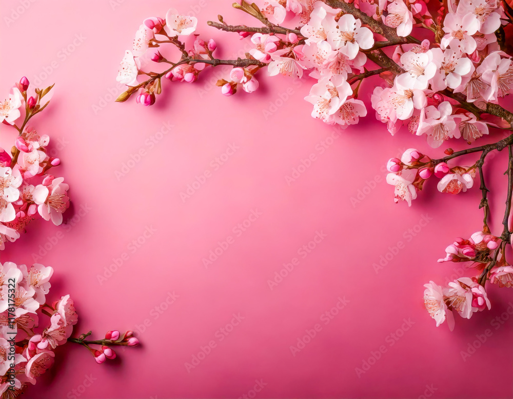 tender sakura branches full of blossoms encircle a pastel pink, inviting spring’s charm tender sakura branches full of blossoms encircle a pastel pink, inviting spring’s charm