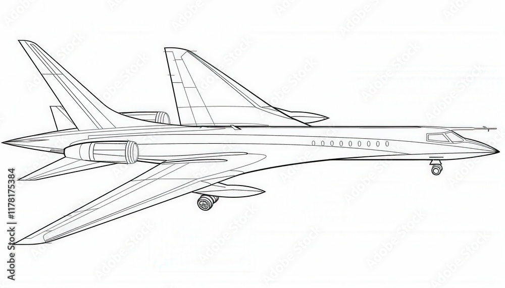 A sleek private jet soars through the sky. Perfect for coloring books, travel brochures, or aviation-themed designs. A sleek private jet soars through the sky. Perfect for coloring books, travel brochures, or aviation-themed designs.