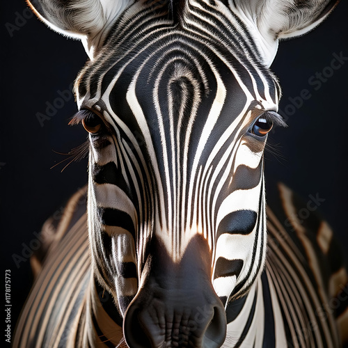 Frontalaufnahme des Gesichts eines Zebras