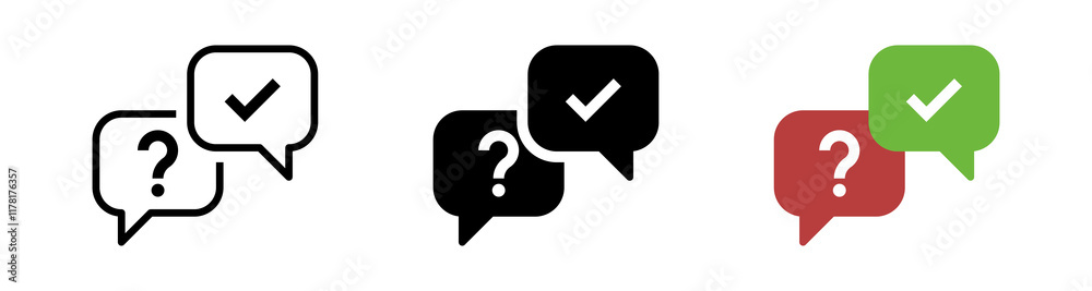 question mark icon in speech bubble with check mark tick icon symbol. faq ask speech bubble icon symbol . help, support, service, communication sign icons question mark icon in speech bubble with check mark tick icon symbol. faq ask speech bubble icon symbol . help, support, service, communication sign icons