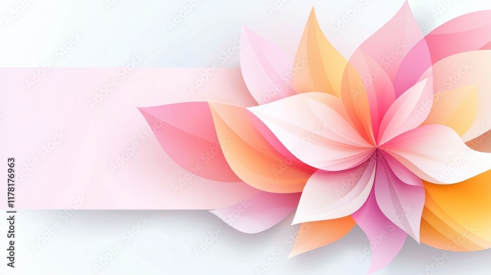Obraz premium A vibrant floral design with soft colors and a blank banner.