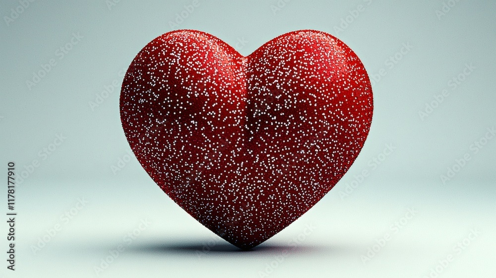 Fototapeta premium Red Heart Symbol: A 3D rendering of a textured red heart, perfect for Valentine's Day, love, and romantic themes. The intricate detailing adds depth and visual interest. 