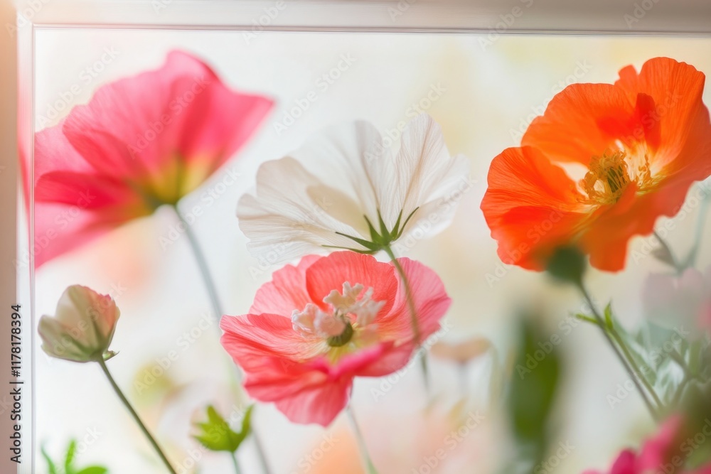 A close-up view of various flowers arranged in a vase, suitable for decorating or gift-giving