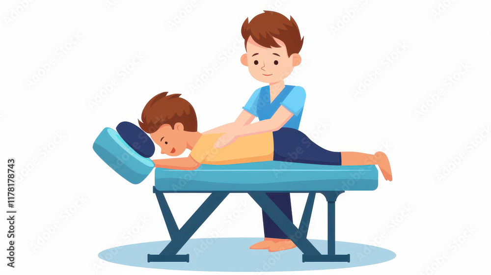 Skilled female masseur provides a relaxing back massage to a young client, enhancing their wellness experience in a serene spa. Skilled female masseur provides a relaxing back massage to a young client, enhancing their wellness experience in a serene spa.
