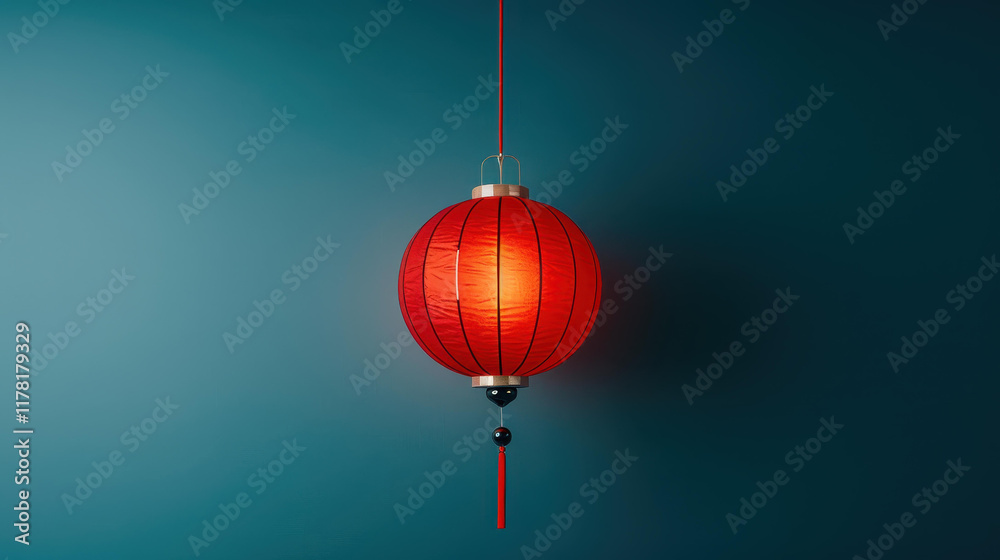 Obraz premium Celebrate the festive season with vibrant lanterns, illuminating the charm of Chinese New Year against a dark backdrop.