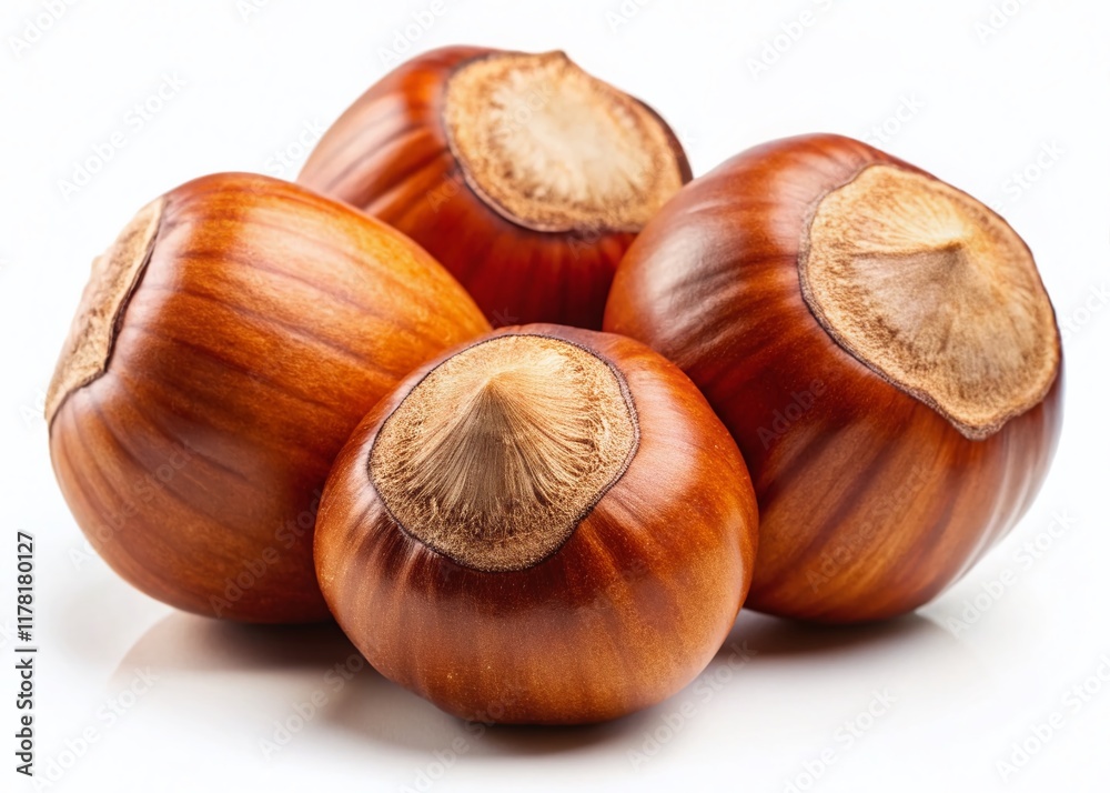 Three Filberts, Hazelnuts, Nuts, Food, White Background - High Resolution Stock Photo Three Filberts, Hazelnuts, Nuts, Food, White Background - High Resolution Stock Photo