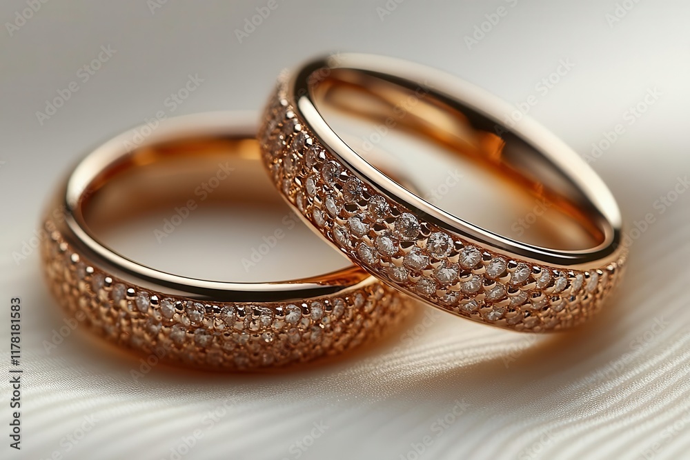 macro shot of a pair of elegant gold wedding rings resting on a soft textured white background symbolizing love and commitment with a touch of luxury macro shot of a pair of elegant gold wedding rings resting on a soft textured white background symbolizing love and commitment with a touch of luxury