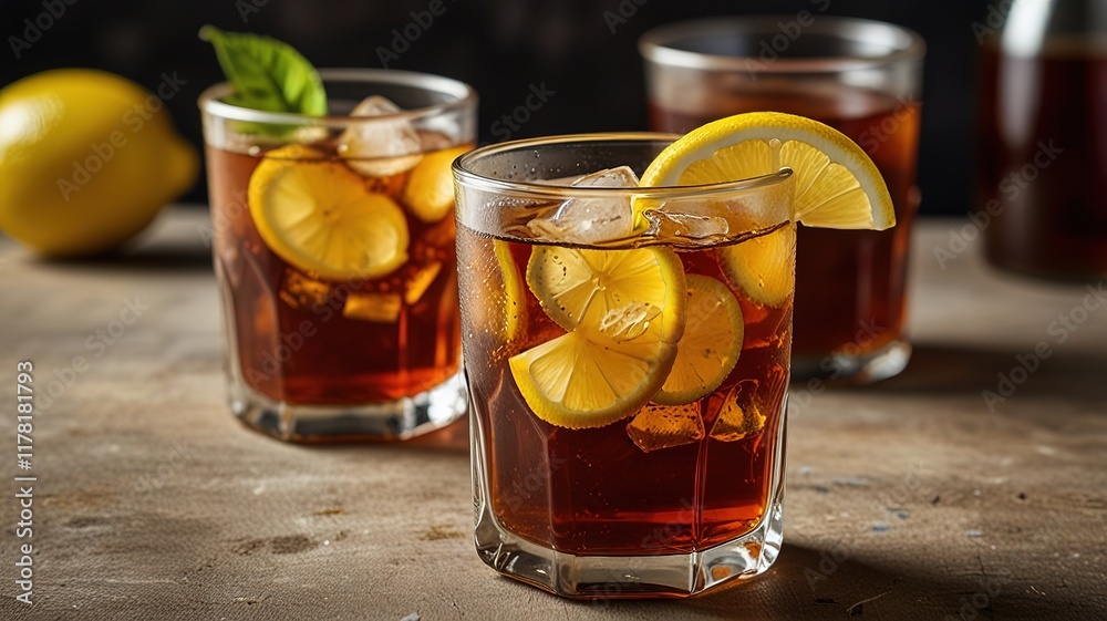 Traditional iced tea with lemon and mint Traditional iced tea with lemon and mint