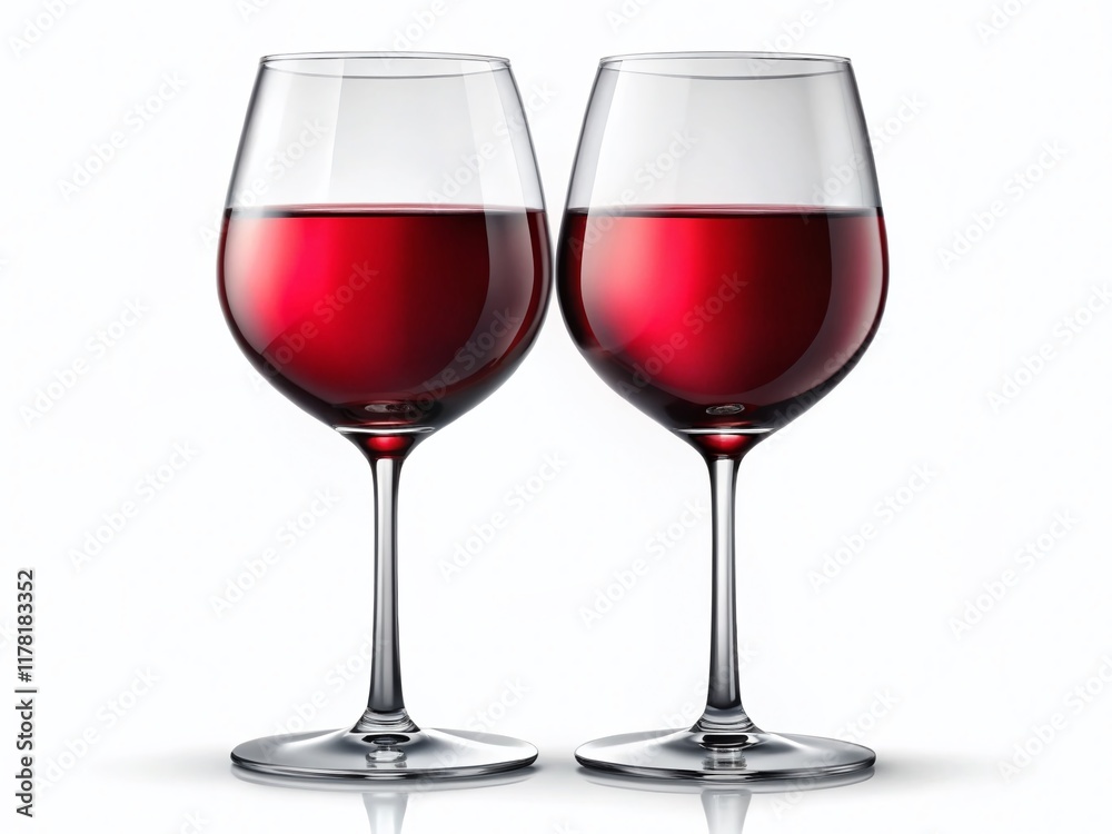 Two Elegant Red Wine Glasses on White, PNG - Perfect for Wine Menu or Restaurant Design Two Elegant Red Wine Glasses on White, PNG - Perfect for Wine Menu or Restaurant Design