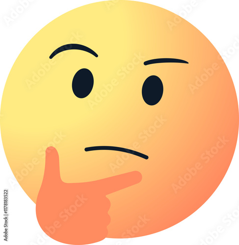 thinking emoji face emoticon sticker. vector illustration