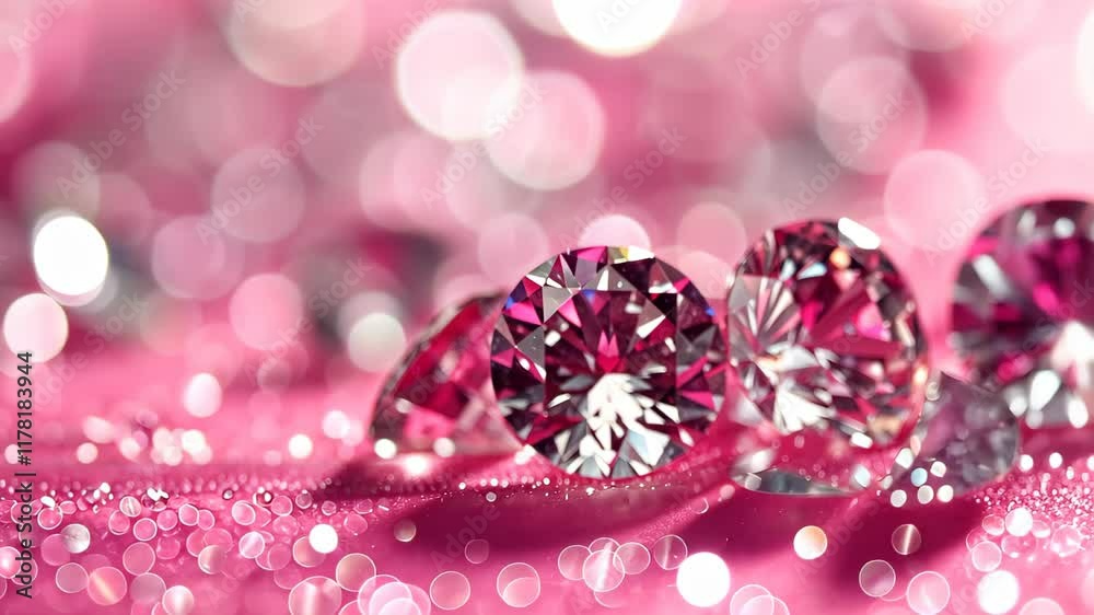 Sparkling diamonds dazzle against a radiant pink bokeh backdrop, shimmering with elegance. Ai Generated.