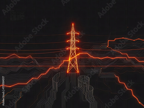 Image of a diagram of an electrical power transmission tower. photo