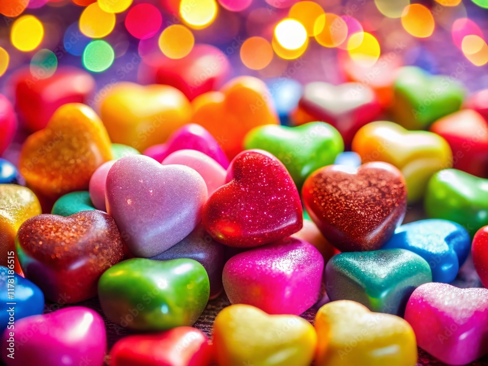 Valentine's Day Candy Macro Photography: Colorful Sweets Arranged for Romantic Celebration Valentine's Day Candy Macro Photography: Colorful Sweets Arranged for Romantic Celebration