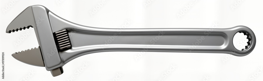 Adjustable wrench object isolated. Metal tool on white background. Versatile instrument. Industry equipment. High quality tool. Mechanic repair tool. Handyman instrument. Construction supply. Adjustable wrench object isolated. Metal tool on white background. Versatile instrument. Industry equipment. High quality tool. Mechanic repair tool. Handyman instrument. Construction supply.