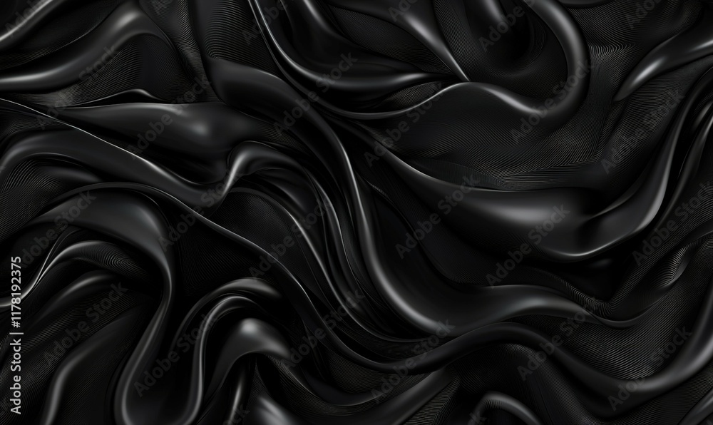 Obraz premium Flowing black fabric background, ideal for luxury or dark themes.