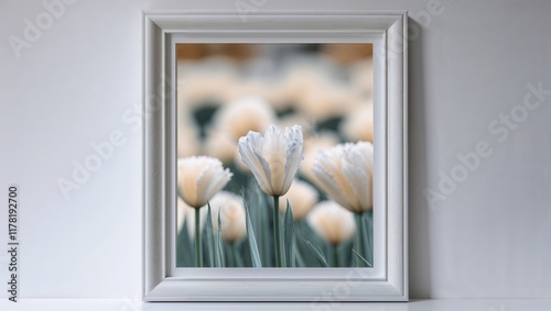 White Frame for Photo with Flowers