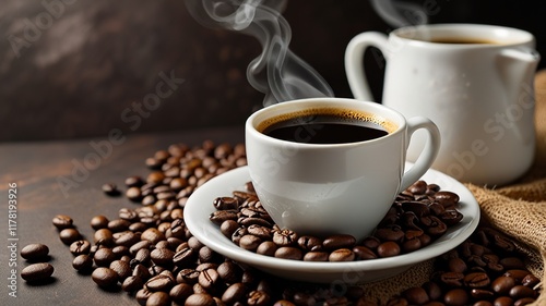 Coffee on caffe background