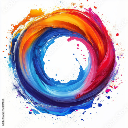 A colorful swirl of paint with a white background. The colors are bright and vibrant, creating a sense of energy and movement. The circular shape of the swirl suggests a sense of unity and wholeness
