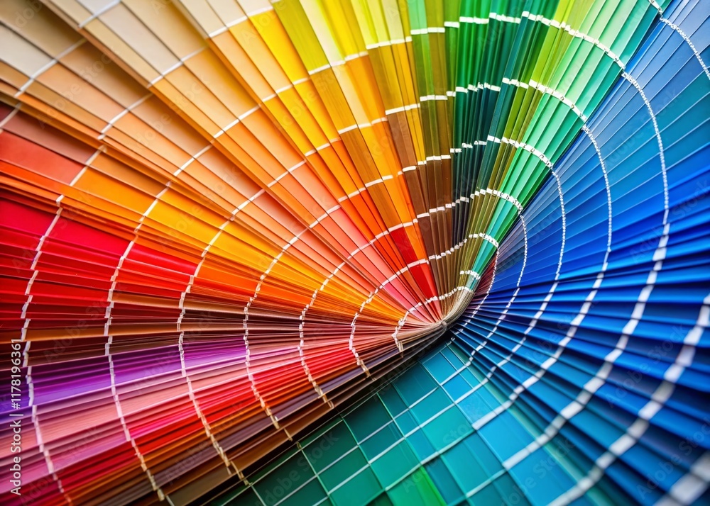 Obraz premium Vibrant Paint Swatch Fan, Colorful Palette, Artistic Background, Studio Shot, Creative Texture