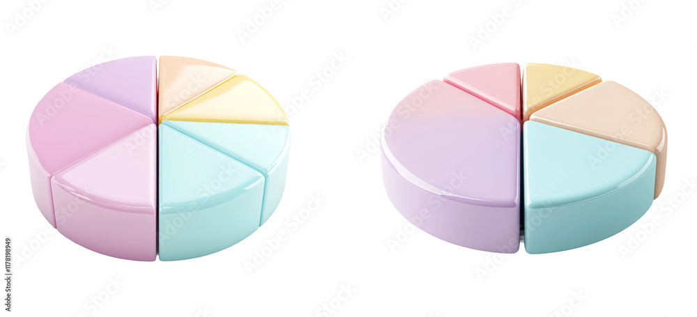 Fototapeta premium Colorful Pie Chart on Transparent Background