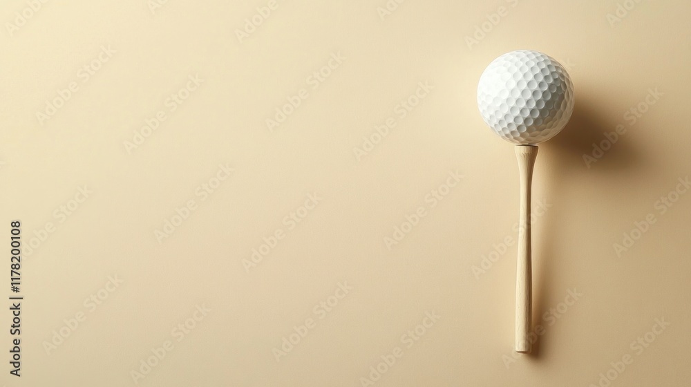 Golf ball on tee against beige background. Golf ball on tee against beige background.