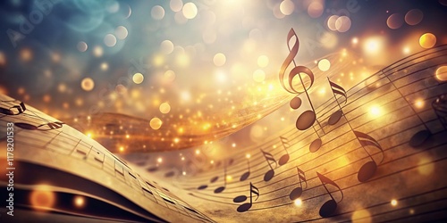 Vintage Classical Music: Elegant Floating Musical Notes Background