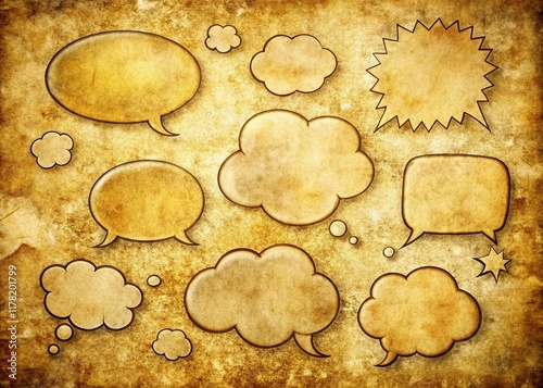 Vintage Comic Book Speech Bubbles: Hand-Drawn Empty Dialogue & Thought Balloons