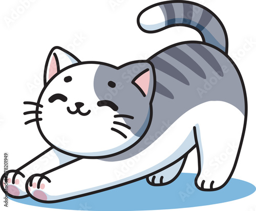 Cute cat stretching cartoon illustration