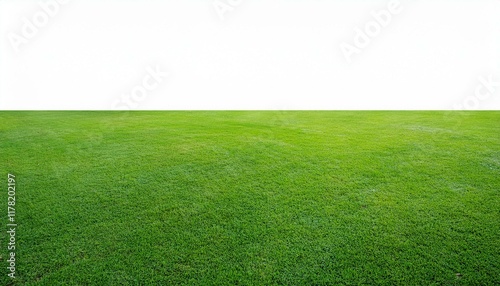 Green grass meadow field from outdoor park isolated in white background with clipping path