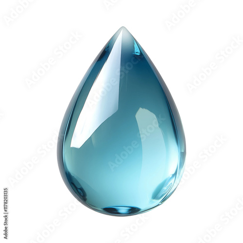 Glossy Blue Drop on Transparent Background
