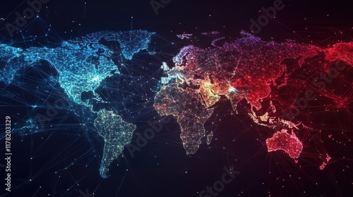 Global social media network, Digital world map with users worldwide connections 