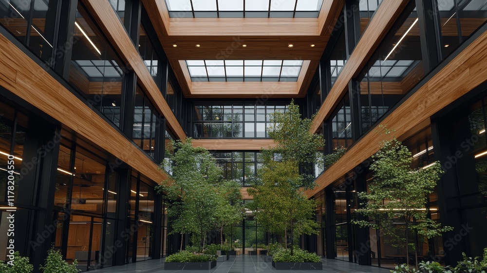 Obraz premium Serene Courtyard with Tree